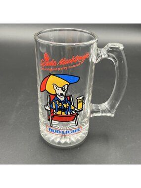 1987 Bud Light Mug Spuds MacKenzie Original Party Animal Umbrella 5.5 Glass